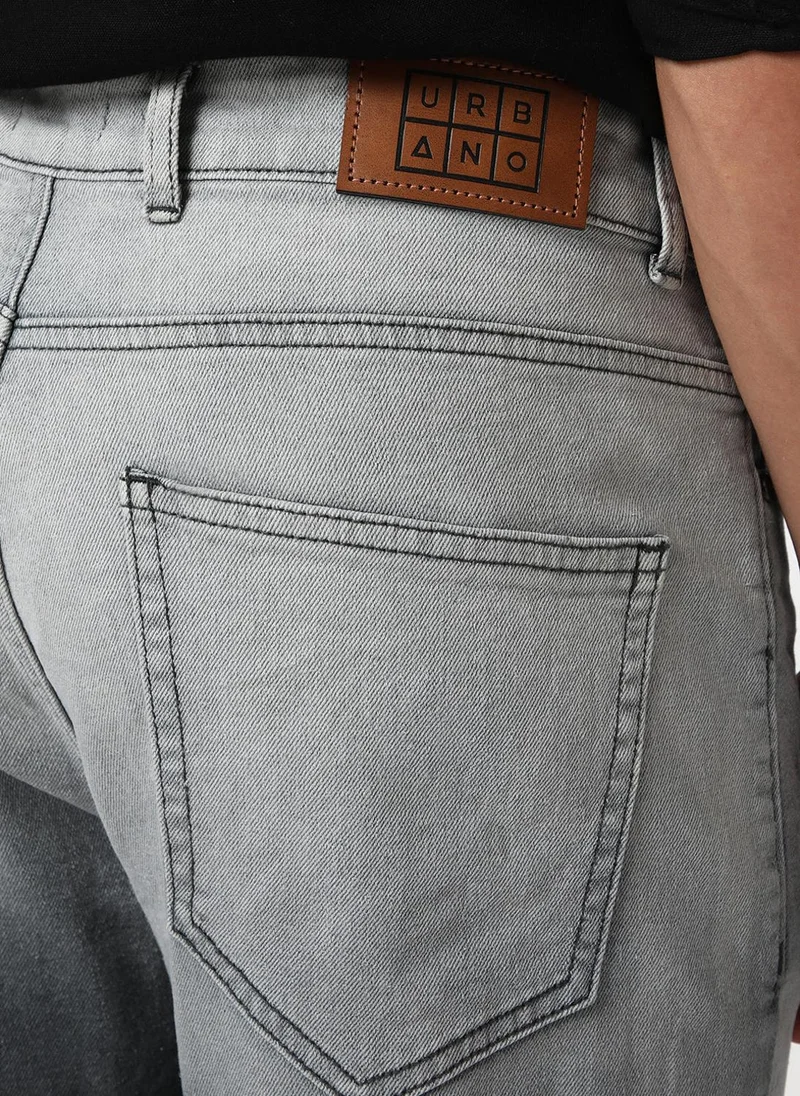 Urbano Fashion  Urbano Fashion Men's Dark Grey Straight Fit Heavy Washed Faded Denim Jeans Stretchable for Men | Best Price UAE